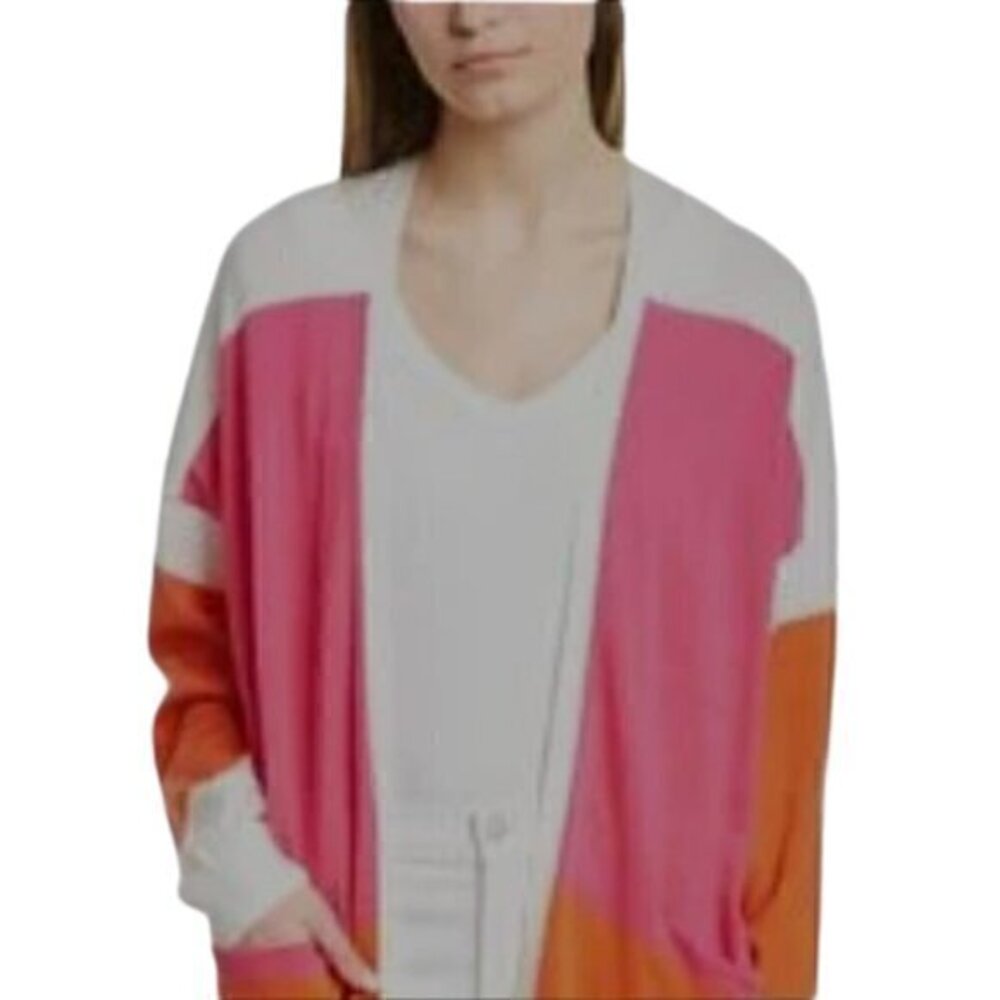 [Joan Vass] Striped Open Front Cardigan - Size 3